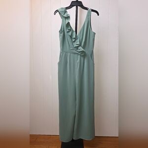 Main Strip Mint Green Ruffle Jumpsuit